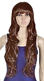 EPYA Women's Light Brown Long Curly Wavy Full Hair Wigs Free Wig Cap