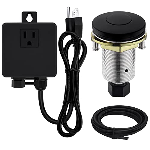 SINKINGDOM Garbage Disposal SinkTop Air Switch Kit with Stainless Steel Button,Matte Black