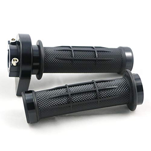 Yibid Motorcycle 7/8" Handlebar Rubber Gel Hand Grips and Throttle Gas Tube CNC Aluminum for 22MM Standard Bar Honda Yamaha Suzuki Kawasaki Ducati Sport Custom Street Dirt Bikes (Black)