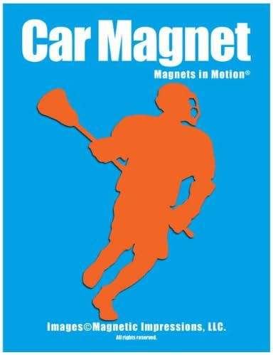 Lacrosse Male Player Car Magnet Orange