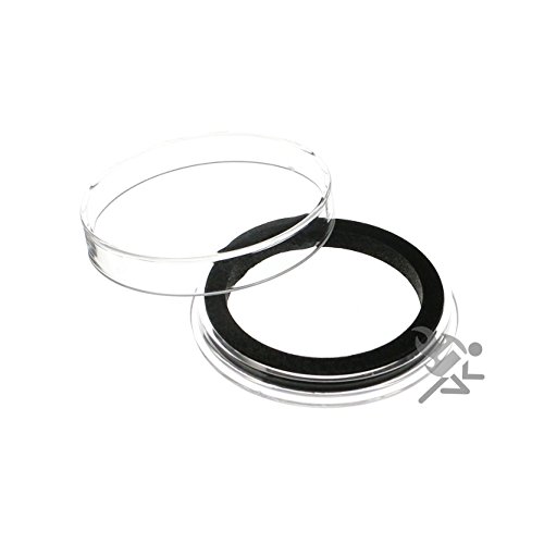 Red Lid Capsule Tube & 10 Air-Tite X Deep 39mm Black Ring Coin Holders for 2oz Stackers
