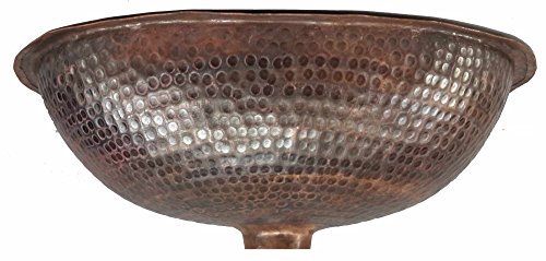 Egypt gift shops SMALL Handcrafted Fire Patina Textured Oval Hammered Copper Sink Kitchen Powder Room Modification - Thumbnail 4