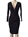 Allegrace Women Sexy Wrap V Neck Long Sleeve Stretch Bodycon Party Bandage Dresses Black S
