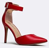 Breckelles Women Leatherette Open Toe Ankle Strap Single Band Stiletto Sandal