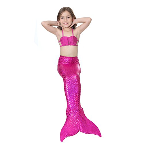 LILYFUN 3PCS Girls Mermaid Tail Swimsuit for Swimming Bikini Princess Can Add MonoFins - Thumbnail 2