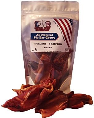 Sawmill Creek Smokehouse Pig Ears, 6"x3" Half Chews, Sourced & Made in USA, All Natural Hickory Smoked (25 Count)