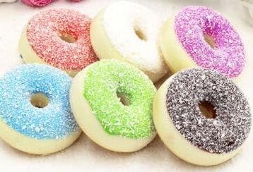 TopQPS Squishy Donuts 3-Pack, Slow Rising Squishy Charms Kids Toys Gift Party Favors Supplies - Pink, Blue, and Green