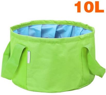 10L Portable Outdoor Folding Water Bag Wash Basin Bucket for Camping Hiking Travelling Fishing Washing (green)