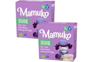 MAMUKO Premium Organic Porridge - Healthy Porridge Blend of Oat, Raw Buckwheat & Barley Grits - High Fiber Porridge without Sugar, Dairy-Free & Preservatives - 200g & 2 Pack(10 Servings)
