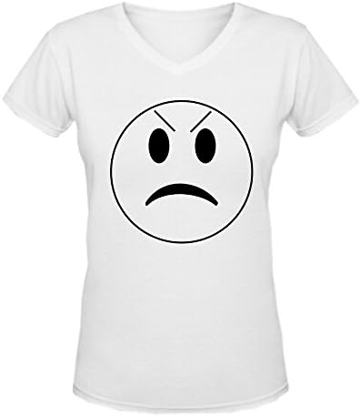 ACUWAU 2016 Angry Face Womens Round Neck T Shirts White