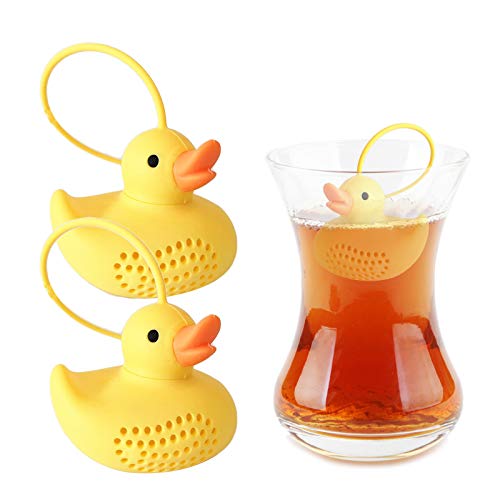 Elinala Teeei, Teesieb, 2PCS Silikon Creative Duck Shaped Loose Tea Filter für die Zubereitung von Tee