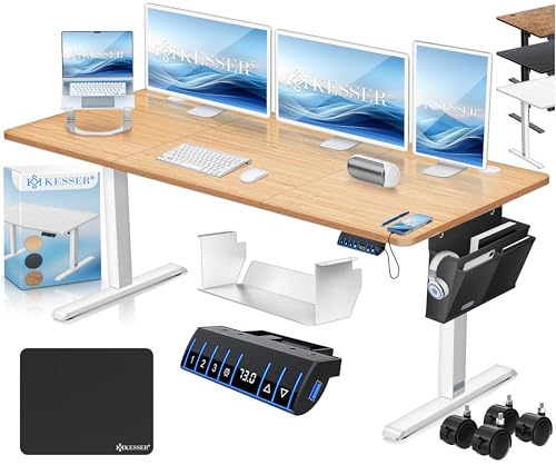 KESSER® höhenverstellbarer Schreibtisch elektrisch 160 x 70 cm, ergonomischer Steh-Sitz Tisch mit 3-Memory-Funktion, Stehtisch für Homeoffice, Inkl. Z