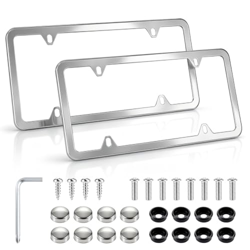 LivTee Chrome License Plate Frames 4 Holes