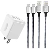 Charger, Taymanso Dual Port Travel Wall Power Adapter 2.1A 12W with Nylon Braided Micro USB Cable[2-Pack] 6feet USB Data Charge Sync Cable for Samsung, Huawei and More Android Devices