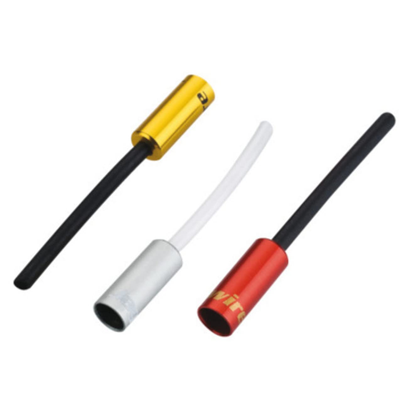 Jagwire Nosed-5mm Shift-Alloy End Caps (10 Pieces) – Gold/Silver/Red Spare Parts, Unisex, Multi-Colour, One Size