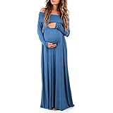 Women's Cowl Neck and Over The Shoulder Ruched Maternity and Nursing Dress by Mother Bee - Made in USA (Medium, Indigo)