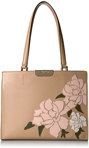 Calvin klein lola floral applique satchel, nude