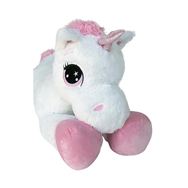 Wagner 9065 - Riesen Plüschtier XXL Plüsch Einhorn - liegend - 80 cm Gross in Weiss-pink Kuscheltier – Bild 3