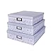 SLPR Cardboard Photo Box Storage (Set of 3, Blue): Decorative Cardboard Storage Boxes, Paper Mache Cardboard Boxes for Documents, Memory bins with Lids, Pretty Office Desk Boxes for Stationery