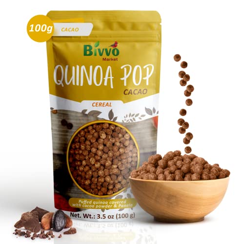 Bivvo Market Quinoa Puffs Cocoa Flavor Vegan Puffed Quinoa, Perfect