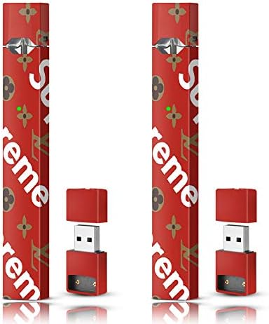 Juul Skin Wrap Vinyl Sticker Decal | JUUL Charger Skin & Prep Pad - Supreme Red LV