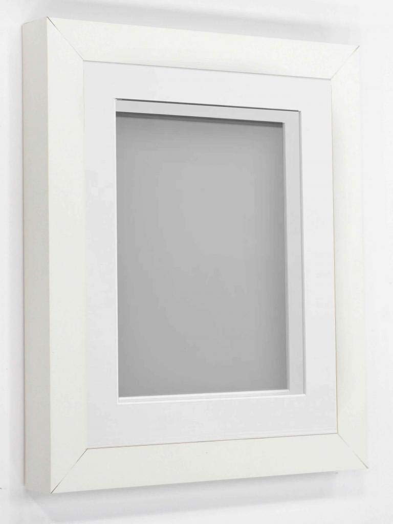 Frame Company Rickman Box 3D Photo Frame, Wood, White with White Mount, 10x8 for Image Size 8x6 inch