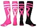 Mojo Breast Cancer Awareness Compression Socks 20-30mmHg, Black - Size: Large