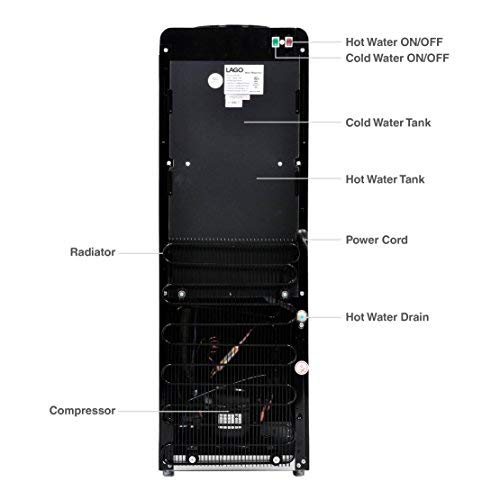 Lago Top Load Hot, Cold & Room Black Water Cooler Dispenser