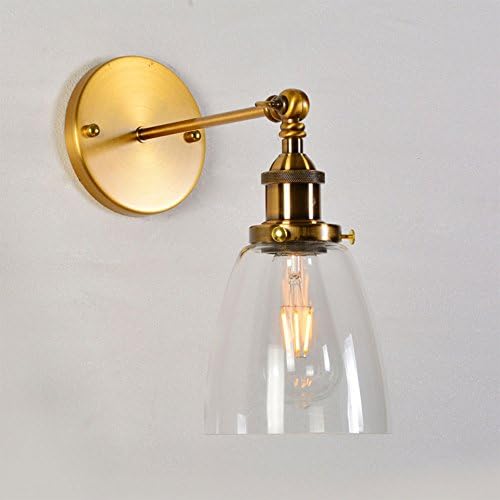 Lantu Modern Vintage Simplicity Creative Clear Glass Lampshade Edison Vintage Ceiling Light Glass Wall Sconce Wall Ligate your space,decorate your life (Gold)