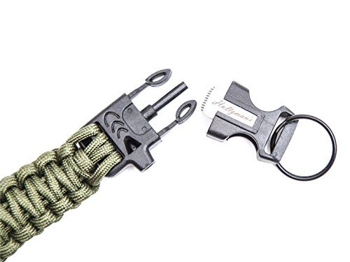 Holtzman’s #1 Best paracord keychain carabiner survival tool (Green Carabiner)