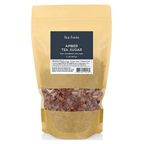 Tea Forte Amber Rock Sugar for Tea and Coffee, Pure Cane Sugar Crystals