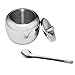 HardNok Stainless Steel Sugar Bowl with Lid and Sugar Spoon, 16.9 Ounces (500 Milliliter)