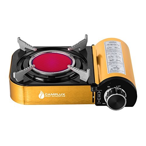CAMPLUX ENJOY OUTDOOR LIFE Camplux Portable Gas Stove with Infrared Technology Ceramic Burner, Mini, Golden
