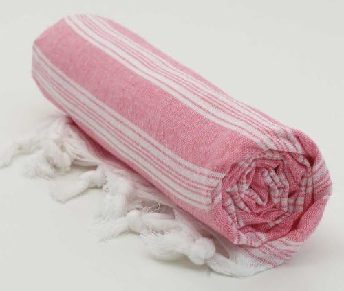 Turkish Cotton Bath and Beach Peshtemal Towel - Soft and Light - Pink - Spa Sauna Hamam Yoga