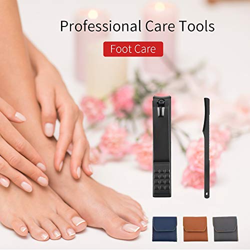 GGYao Nail Clipper Set Manicure Set - Stainless Steel Professional Grooming Kit, Nail Scissors and Clipper Manicure Pedicure Kit, 12 In 1 Portable Manicure Tools Kit with Leather Case - Blue