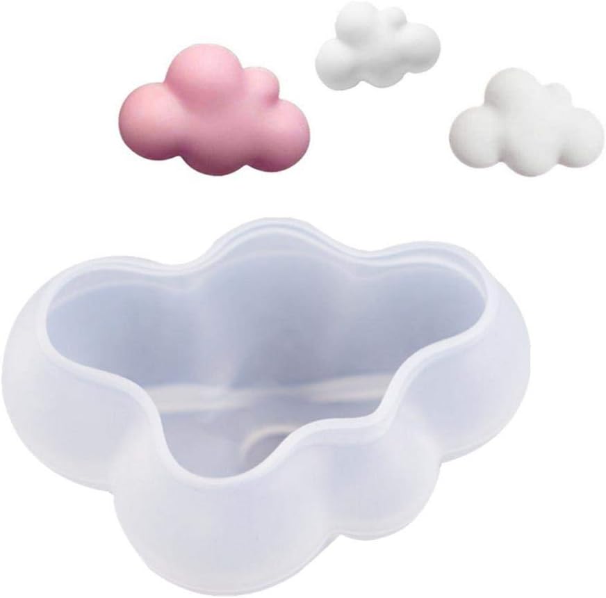 3D Cloud Silicone Mold for Fondant, Chocolate, Candy, Candle, Soap, Bath Bomb, Lotion Bar, Plaster - DIY Cloud Shape Pudding Crystal Epoxy Resin Molds Baking Cake Decoration Tool