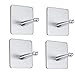 FOTYRIG Heavy Duty Adhesive Hooks Wall Hooks Hangers Stick on Hooks for Hanging Robes, Towels, Keys, Bags, Lights, Calendars SUS 304 Brushed Stainless Steel -4 Packs