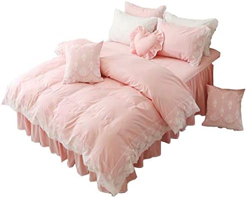 掛け布団カバー 姫系 布団カバー クイーン 4点セット 寝具カバーセット ベッドスカート 敷き布団カバー 綿100 洋式 可愛い フリル ホテル おしゃれ 暖かい 枕カバー インテリア ベッドカバー ファスナー式 丸洗いok 冬暖かい肌に優しい ピンク グリーン ホワイト ブルー