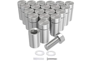 LuckIn 50-Pack Standoff Screws (1/2 in. Dia x 1 in. L), Stainless Steel Standoff Mounting Hardware for Acrylic Signs, Silver