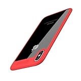 iPhone X Case, Vinve Anti-Scratch Shockproof [ Perfect Fit ] Cover Clear Hard Back Panel + TPU Bumper Slim Case for iPhone x -Red