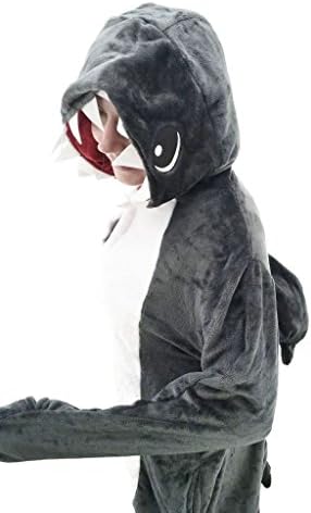 Juxy Couture Adults, Teens Grey Shark Onesie Pajamas Kigurumi Costume For Women, Men (4'9"-5'1")