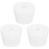 MECCANIXITY Silicone Rubber Tapered Plug 32mm to 42mm Solid Test Tubes Bungs Stopper with Hole White for Lab Home 3 Pieces