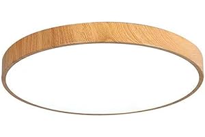 CHINQMING Ultra-Thin Dimmable LED Ceiling Light with Remote, Wood Grain Flush Mount Ceiling Light for Bedroom Kitchen（One Col