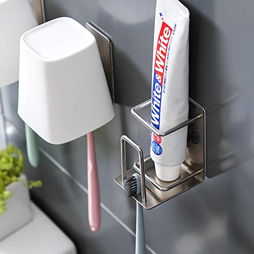 YXChome Toothbrush Holder - Wall Mounted 3 in 1 Toothbrush Holder Toothpaste Holder and Cup Holder,304 Stainless Steel Organizer Toothbrush/Toothpaste Holder Wall Mounted Adhesive (1 Pack) - Thumbnail 7