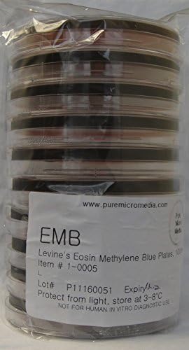 Pure Micro Media-Prepared Eosin Methylene Blue Agar (Levine's) Petri Plates (EMB), 100mm, 10pk