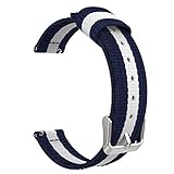 MoKo 18mm Watch Band, Fine Woven Nylon Adjustable Replacement Strap for 18mm Sport Strap, Blue & White