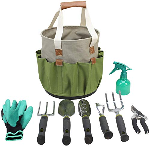 Garden Tools Set | Gardening Gifts | Gardening Tools Set | 9 Piece Garden Tool Set | Digging Claw Gardening Gloves Succulent Tool Set | Planting Tools | Gardening Supplies Basket | Rake Gloves