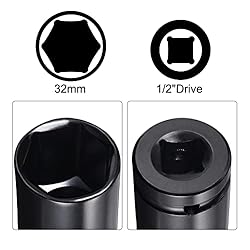 uxcell 1/2" Drive Socket Accessory Set, 32mm Deep