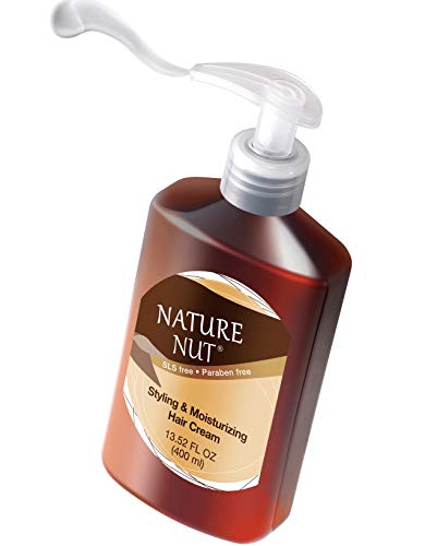 Nature Nut Leave In Conditioner for Dry and Damaged Hair - 5 Nut Oil Curl Defining Styling Cream Hair Moisturizer Repair Treatment for Wavy Curly Hair