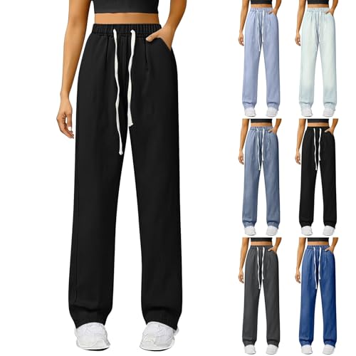 Fleece Lined Jeans for Women Wide Leg High Waisted Jeans Stretch Straight Leg Pants Casual Elasticated Warm Trousers for Fall Winter